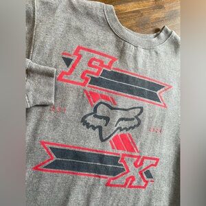 Fox Racing Men's Grey Pullover Sweatshirt Medium Polyester Cotton Baggy Fox Logo